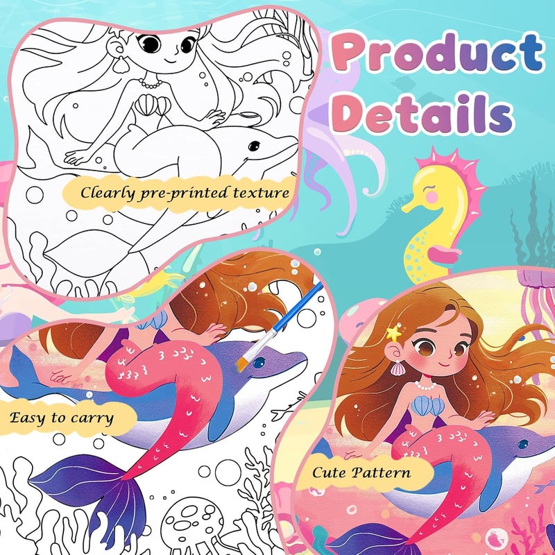 Anseal 12 Packs Pre Drawn Canvas for Painting, 5" X 7" Mermaid Ocean Theme Pre Printed Canvas for Kids (Mermaid) - Image 2